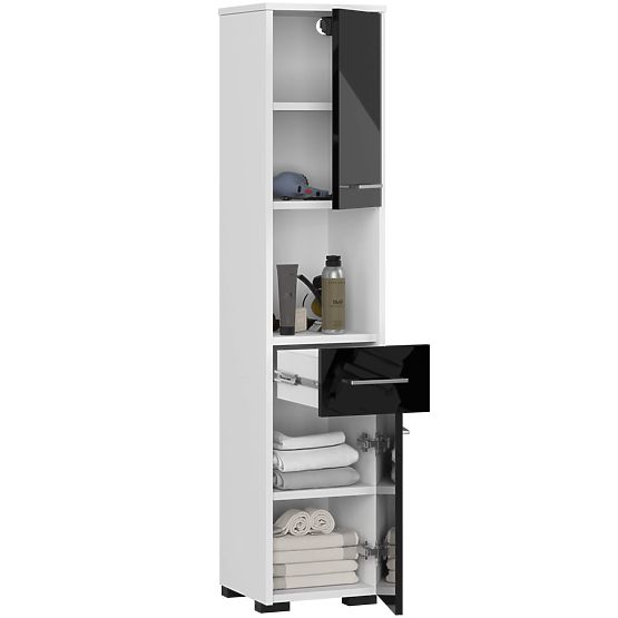 ARMADIO DA BAGNO FIN COLONNA 30 2D 1SZ 1W 140cm PK NERO LUCIDO