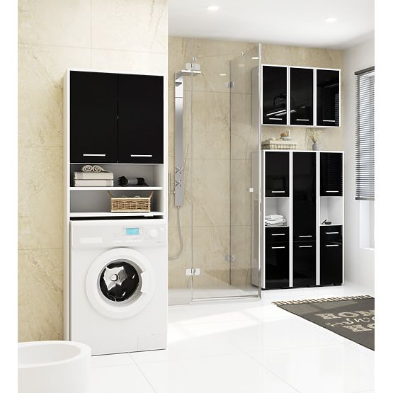 ARMADIO DA BAGNO FIN COLONNA 30 2D 1SZ 1W 140cm PK NERO LUCIDO