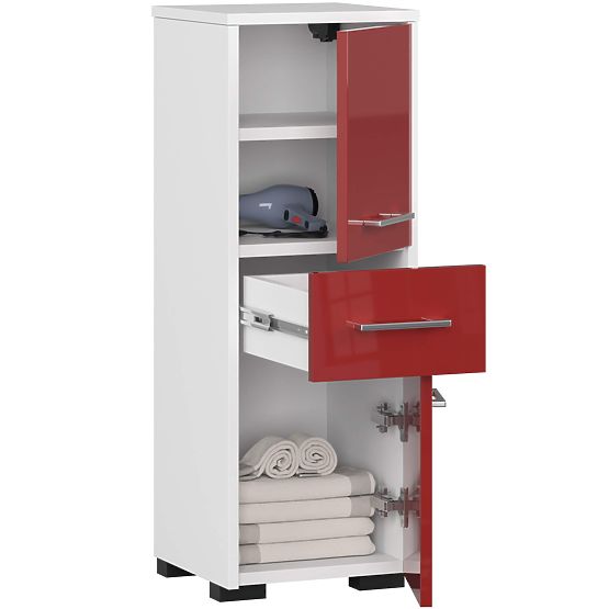 ARMADIO DA BAGNO FIN COLONNA 30 2D 1SZ 85cm LUCIDO ROSSO