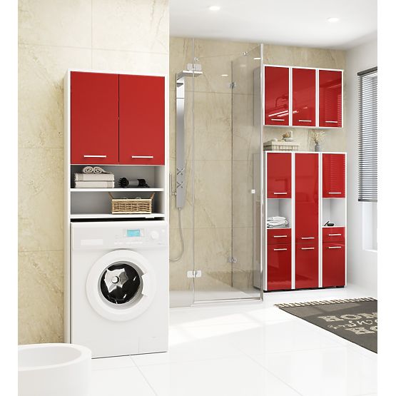 ARMADIO DA BAGNO FIN COLONNA 30 2D 1SZ 85cm LUCIDO ROSSO