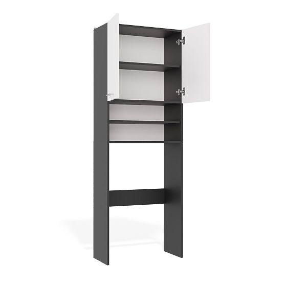 Armadio da Bagno sopra Lavatrice POLA DK ANTRACITE BIANCO Colonna Scaffale 180X64X30