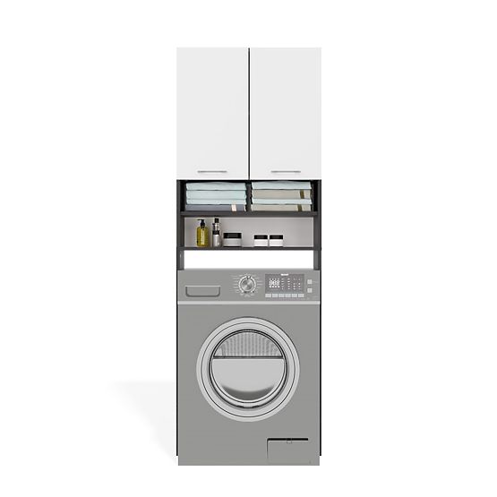 Armadio da Bagno sopra Lavatrice POLA DK ANTRACITE BIANCO Colonna Scaffale 180X64X30