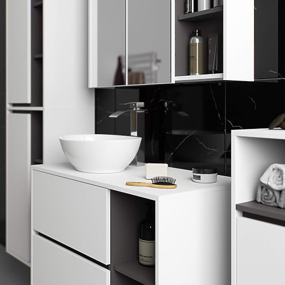 ARMADIO DA BAGNO SOSPESO VAMI W50 2D 6P BIANCO / GRIGIO GRAFITE