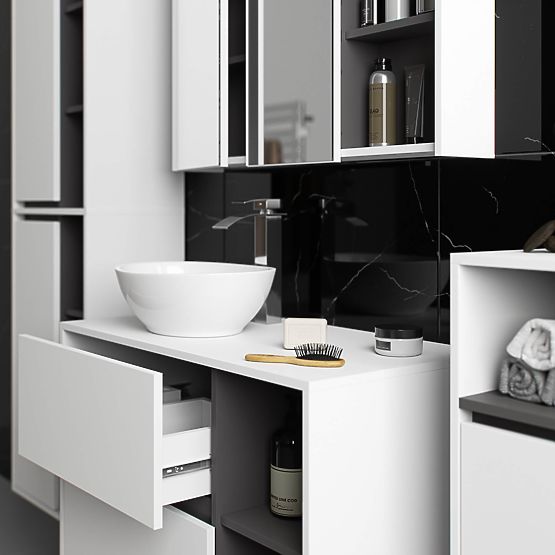 ARMADIO DA BAGNO SOSPESO VAMI W50 2D 6P BIANCO / GRIGIO GRAFITE