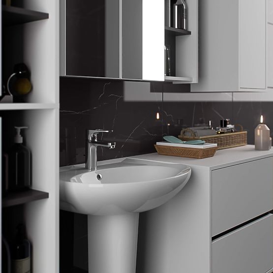 ARMADIO DA BAGNO SOSPESO VAMI W50 2D 6P BIANCO / GRIGIO GRAFITE