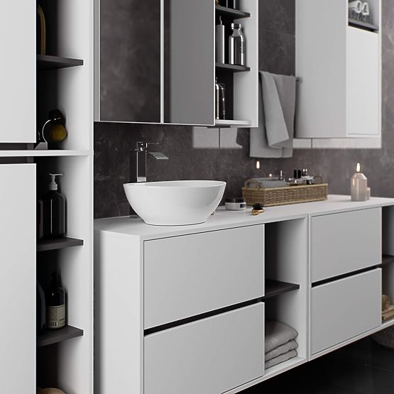 ARMADIO DA BAGNO SOSPESO VAMI W50 2D 6P BIANCO / GRIGIO GRAFITE