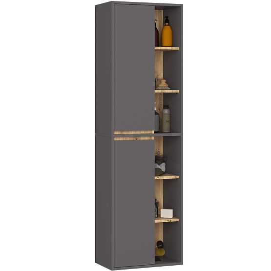 ARMADIO DA BAGNO SOSPESO VAMI W50 2D 6P GRAFITE GRIGIO / ROVERE ARTISAN