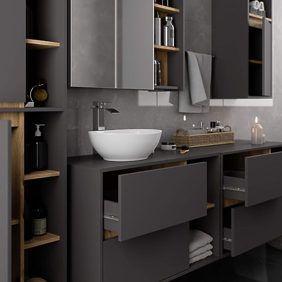 ARMADIETTO DA BAGNO SOSPESO VAMI W50 GRIGIO GRAFITE / ROVERE ARTIGIANO