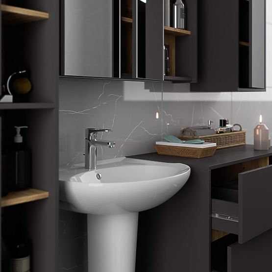 ARMADIO DA BAGNO SOSPESO VAMI W50 2D 6P GRAFITE GRIGIO / ROVERE ARTISAN