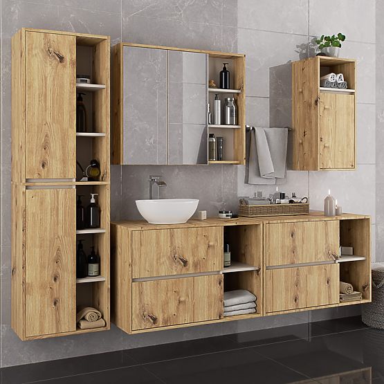 ARMADIO DA BAGNO SOSPESO VAMI W50 2D 6P ROVERE ARTIGIANALE / CASHMERE