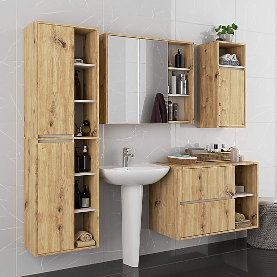 ARMADIO DA BAGNO SOSPESO VAMI W50 2D 6P ROVERE ARTIGIANALE / CASHMERE