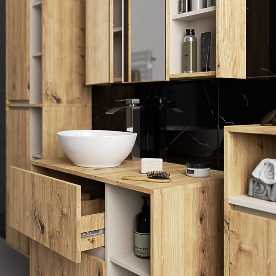 ARMADIO DA BAGNO SOSPESO VAMI W50 2D 6P ROVERE ARTIGIANALE / CASHMERE