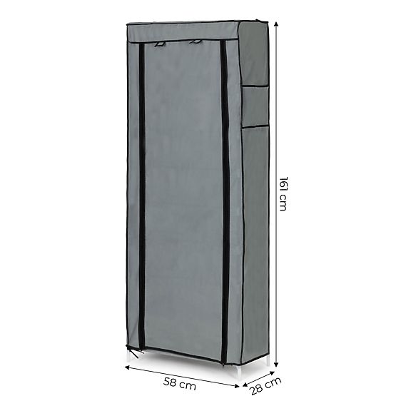 Armadio in tessuto con ripiani per vestiti e scarpe