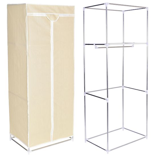 Armadio in tessuto con ripiano Fela - beige
