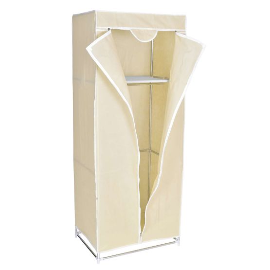 Armadio in tessuto con ripiano Fela - beige