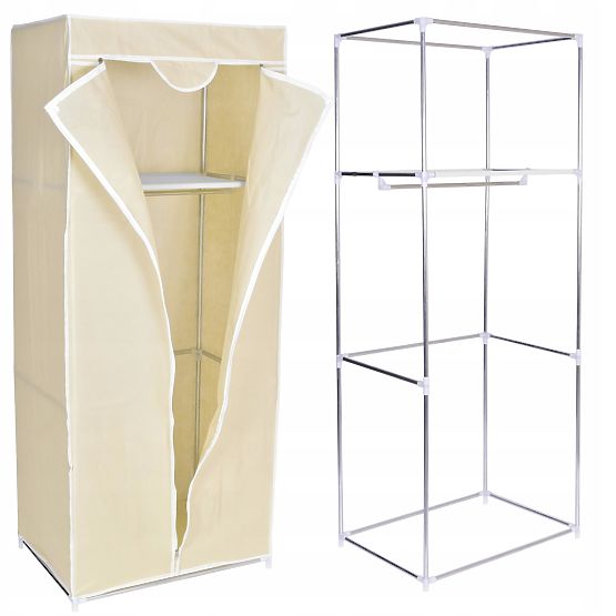Armadio in tessuto con ripiano Fela - beige
