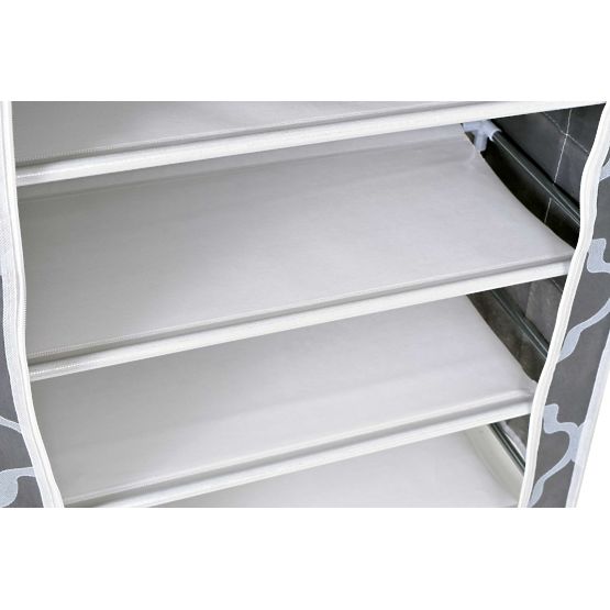 Armadio in tessuto per scarpe Mona Maroko grigio-bianco