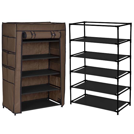 Armadio in tessuto per scarpe Mona marrone scuro