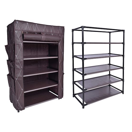 Armadio in tessuto per scarpe Vitto - marrone