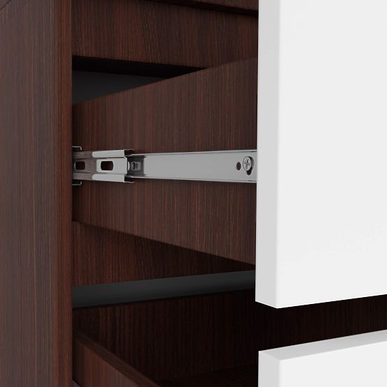 ARMADIO S 90 cm 2 PORTE 2 CASSETTI 2 SPECCHI PK WENGE / BIANCO