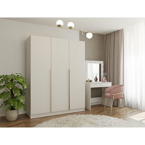 ARMADIO SENSO 3D 150 CM 3 ANTE MANIGLIE DORATE PER SOGGIORNO CAMERA DA LETTO CASHMERE BEIGE