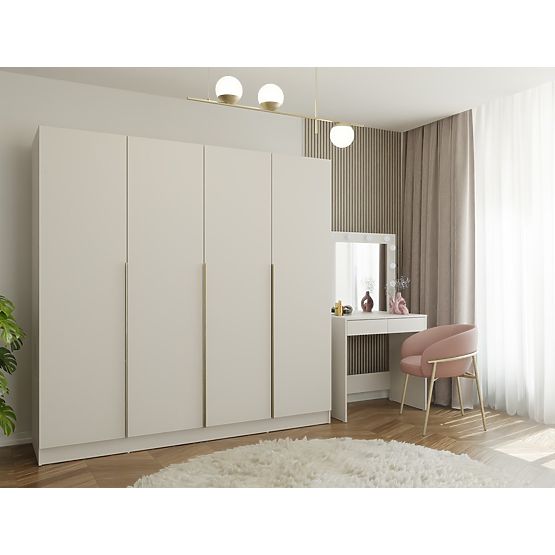 ARMADIO SENSO 4D 200 CM 4 ANTE MANIGLIE DORATE PER SOGGIORNO CAMERA DA LETTO CASHMERE BEIGE