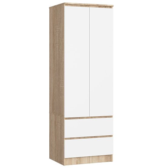 ARMADIO STAR S 60 cm 2 ANTE 2 CASSETTI SONOMA / BIANCO