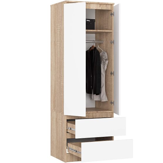 ARMADIO STAR S 60 cm 2 ANTE 2 CASSETTI SONOMA / BIANCO