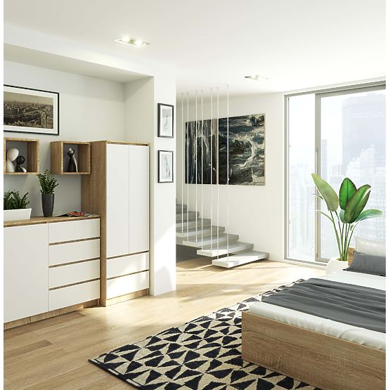 ARMADIO STAR S 60 cm 2 ANTE 2 CASSETTI SONOMA / BIANCO