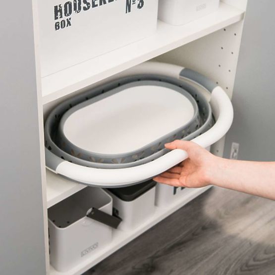 Bacinella ovale pieghevole 50 x 37 cm bianco-grigio OVAL COMPACT 25L