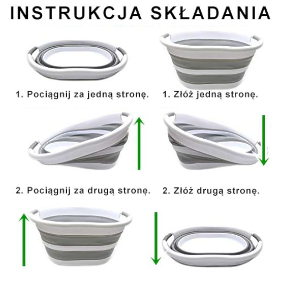 Bacinella ovale pieghevole 50 x 37 cm bianco-grigio OVAL COMPACT 25L