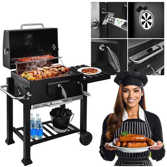 Barbecue a carbone da giardino con coperchio MEJOR