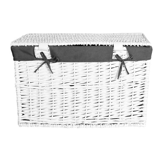 Baule in vimini 105L 66x40x40 cm bianco-grigio