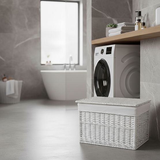 Baule in vimini 105L 66x40x40 cm bianco