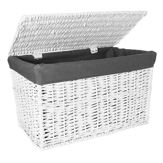 Baule in vimini 65L 56x34x34 cm bianco-grigio