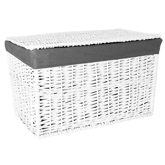 Baule in vimini 65L 56x34x34 cm bianco-grigio