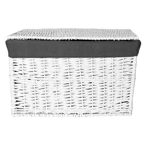 Baule in vimini 65L 56x34x34 cm bianco-grigio
