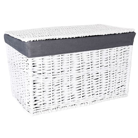 Baule in vimini 76x46x46 cm - 160L - bianco-grigio