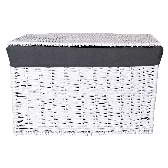 Baule in vimini 76x46x46 cm - 160L - bianco-grigio
