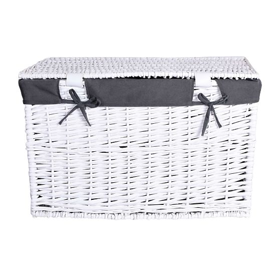Baule in vimini 76x46x46 cm - 160L - bianco-grigio