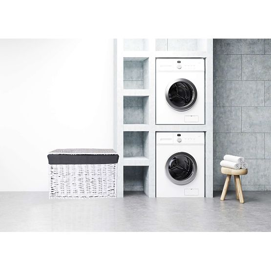 Baule in vimini 76x46x46 cm - 160L - bianco-grigio