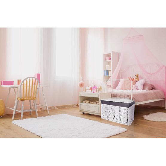 Baule in vimini 76x46x46 cm - 160L - bianco-grigio