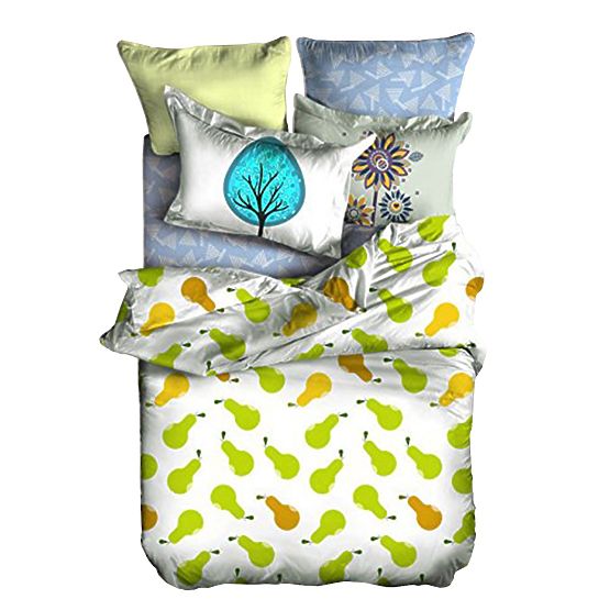 Biancheria da letto BASIC colore verde con stampa motivo vegetale 155x220_80x80*1 DecoKing