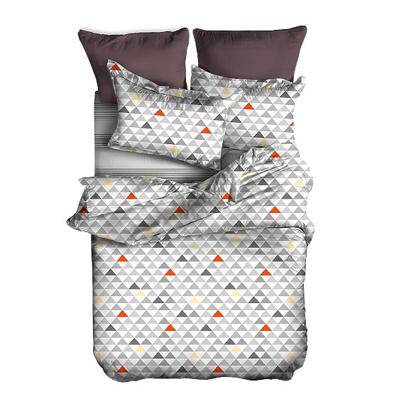 Biancheria da letto BASIC grigia con motivo geometrico 155x220_80x80*1 DecoKing