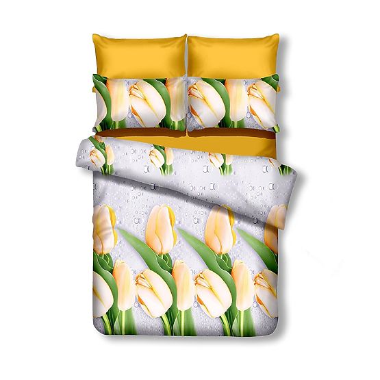 Biancheria da letto EMERALD colore crema con motivo floreale 155x220_80x80*1 DecoKing