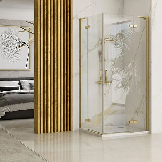 Box doccia REA Hugo Double 100x100 Oro Spazzolato