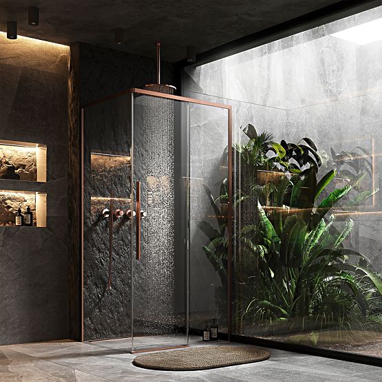 Box doccia SOLAR Rame Spazzolato 120x90