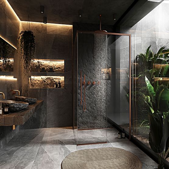 Box doccia SOLAR Rame Spazzolato 120x90