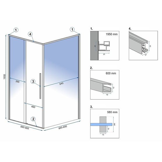Box doccia SOLAR Rame Spazzolato 90x90