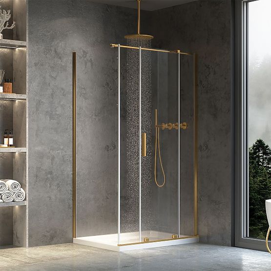 Cabina doccia REA Montana Oro Spazzolato 110x100